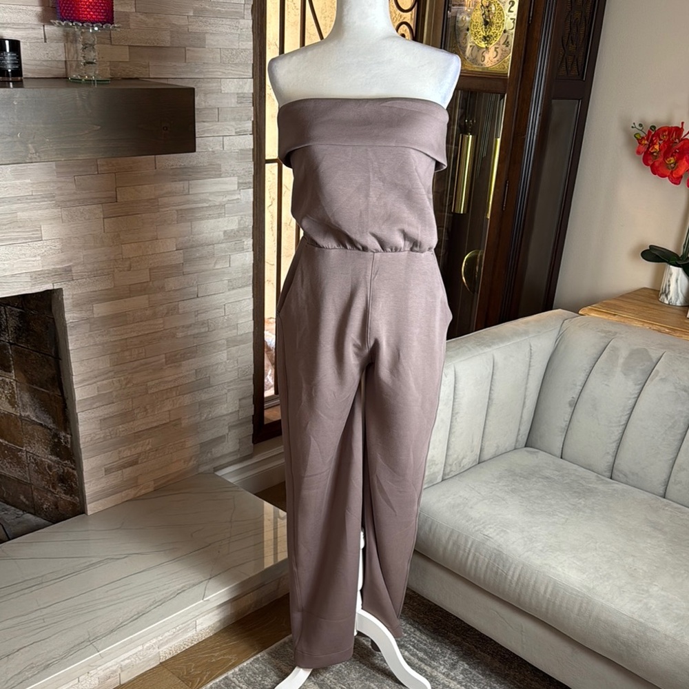 2 Elegant Strapless Jumpsuit in Taupe
